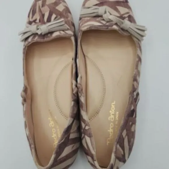 PEDRO ANTON - 23303 Safari Rosa Suede Tropical Tassel Loafer Shoe Flat SZ 8.5 9