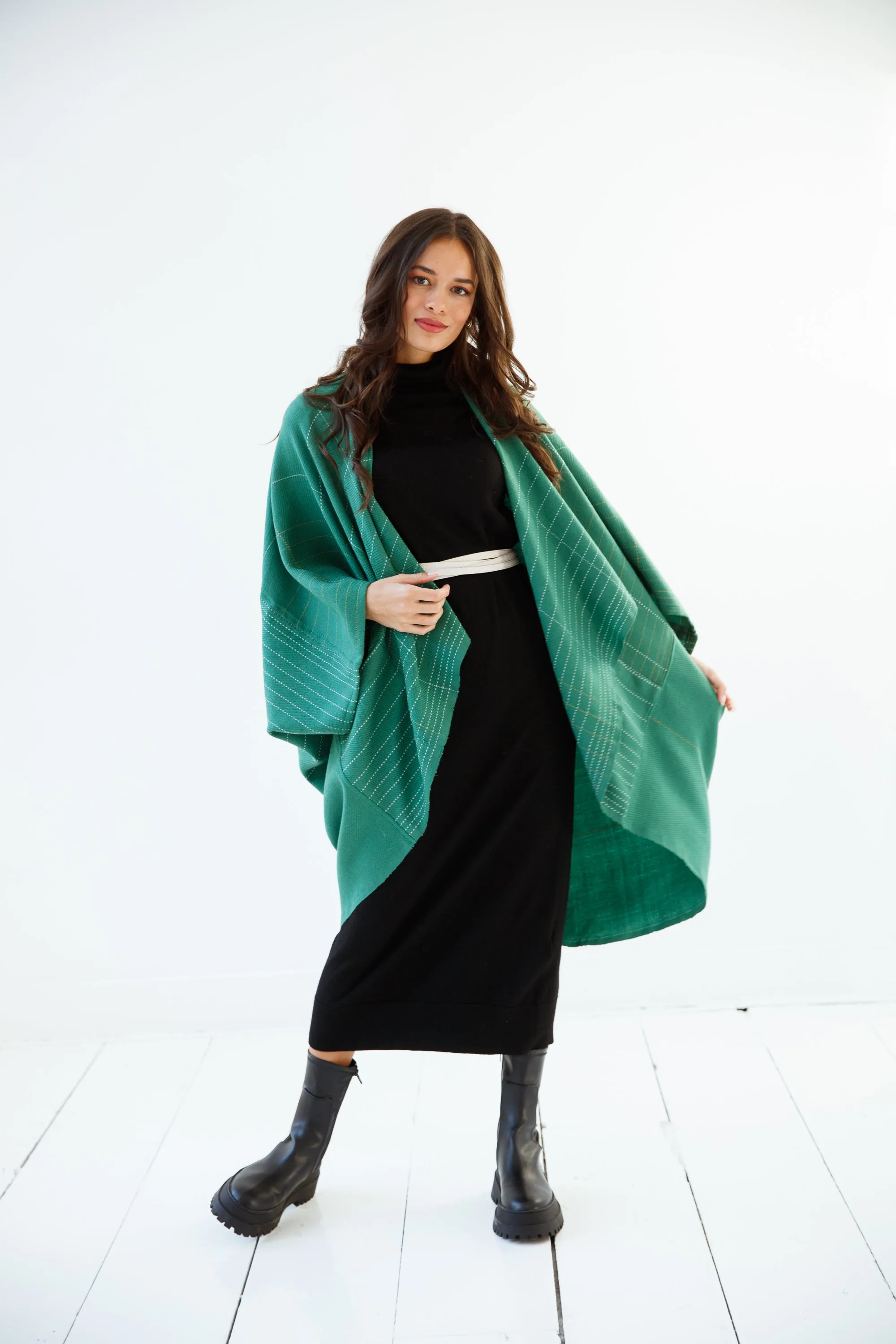 PETITE Wool Kimono Warm Jade