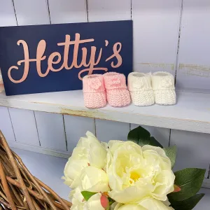 Pink & White Crochet Flower Booties