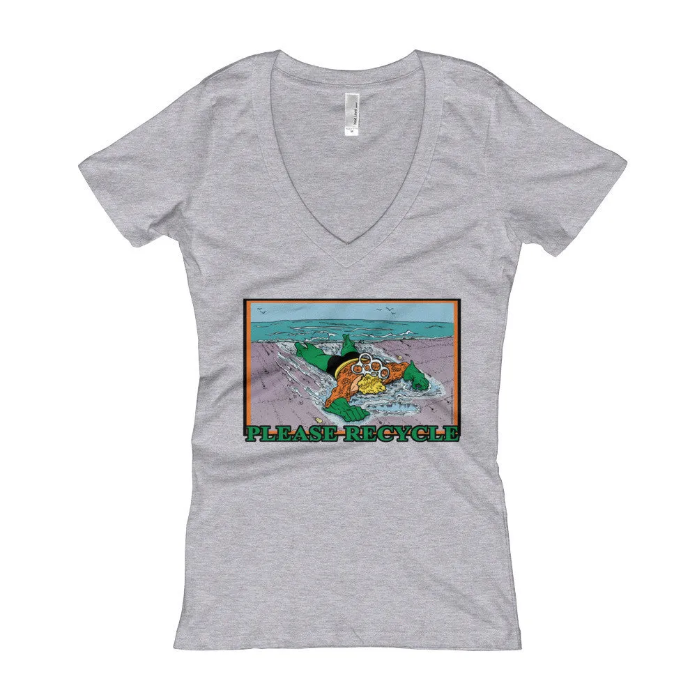 Please Recycle Fitted V-Neck T-Shirt