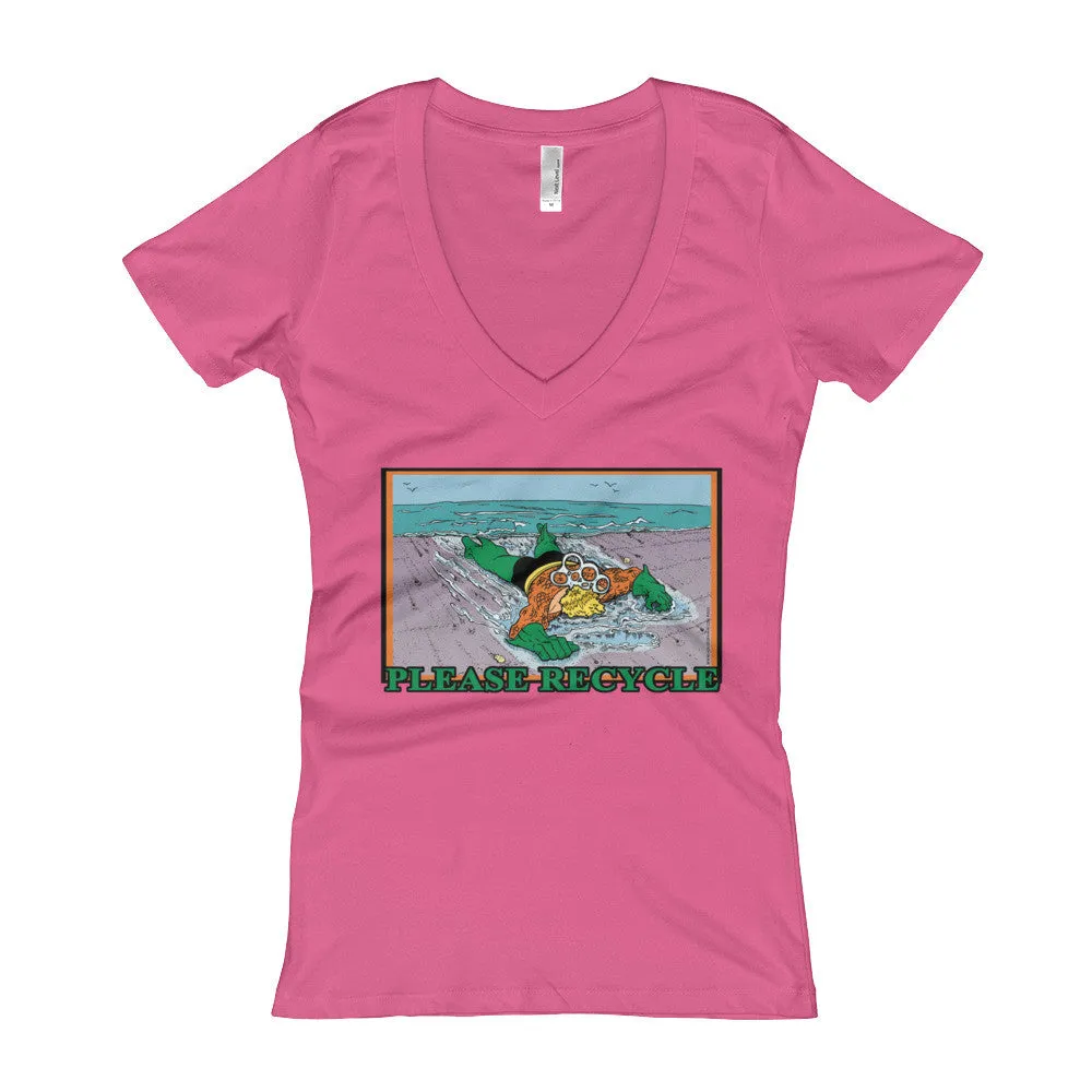 Please Recycle Fitted V-Neck T-Shirt