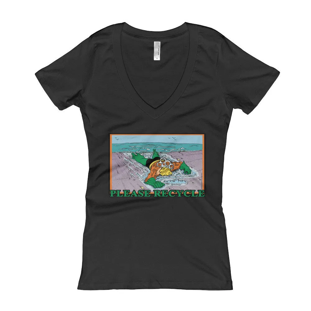 Please Recycle Fitted V-Neck T-Shirt