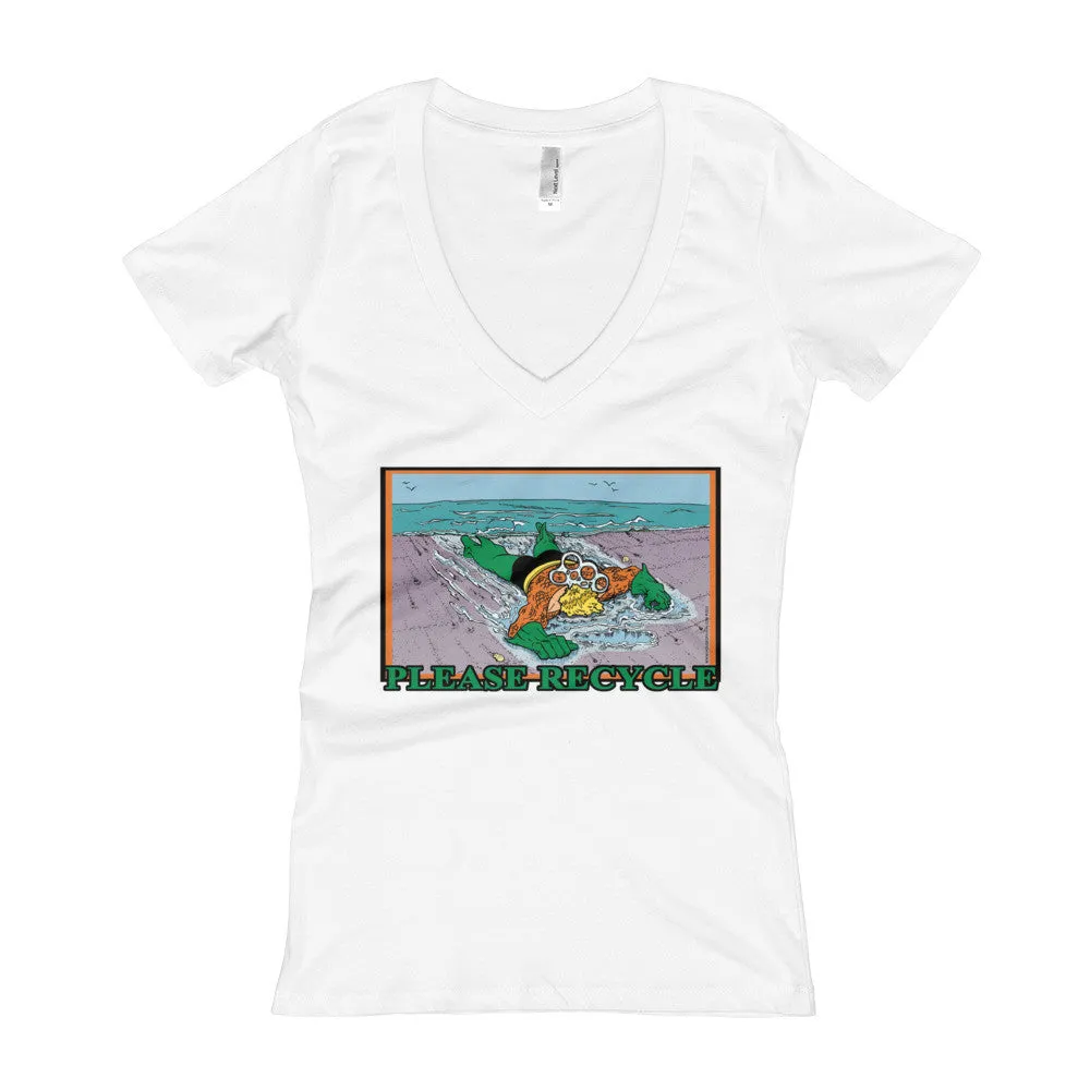 Please Recycle Fitted V-Neck T-Shirt