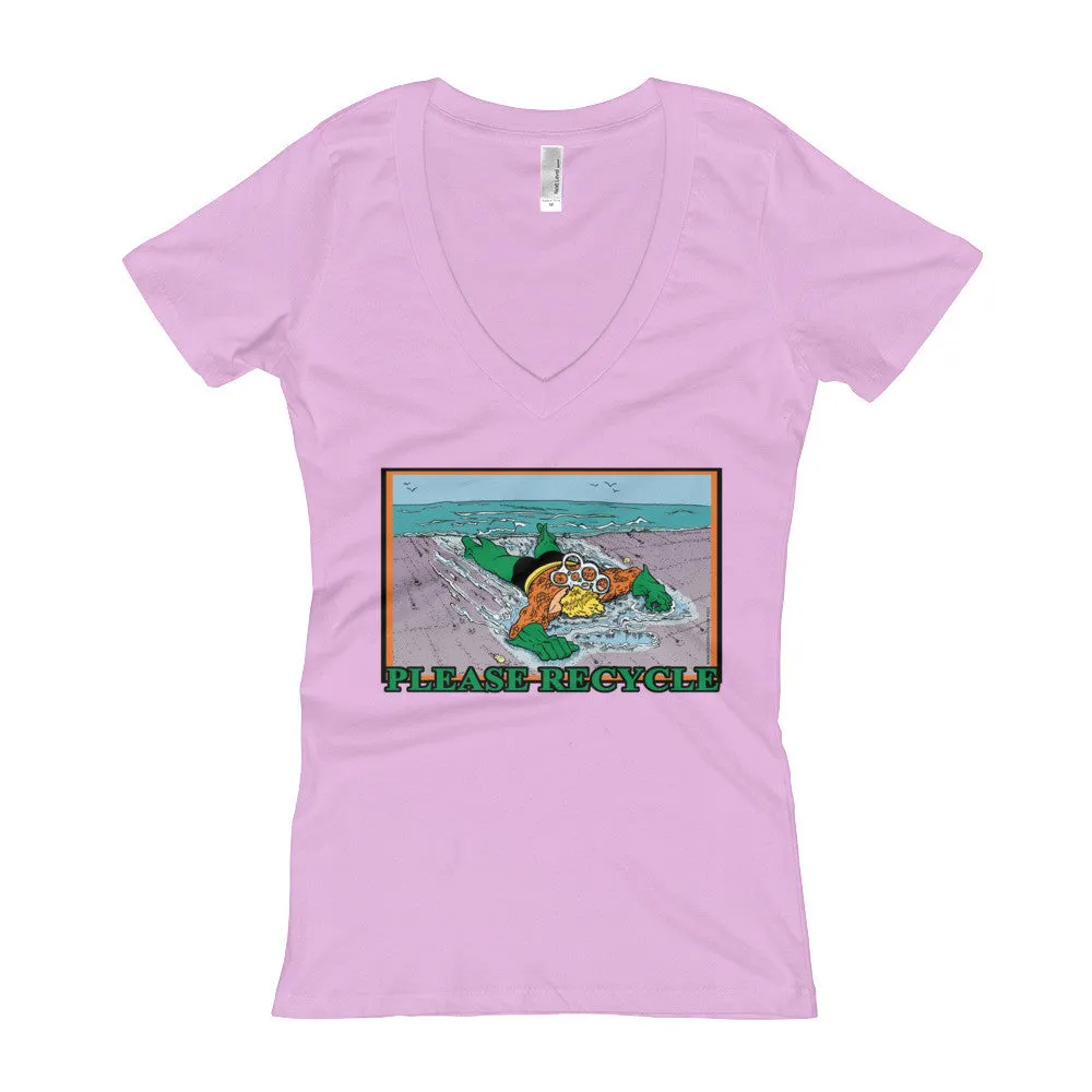 Please Recycle Fitted V-Neck T-Shirt