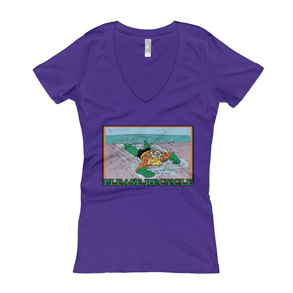 Please Recycle Fitted V-Neck T-Shirt