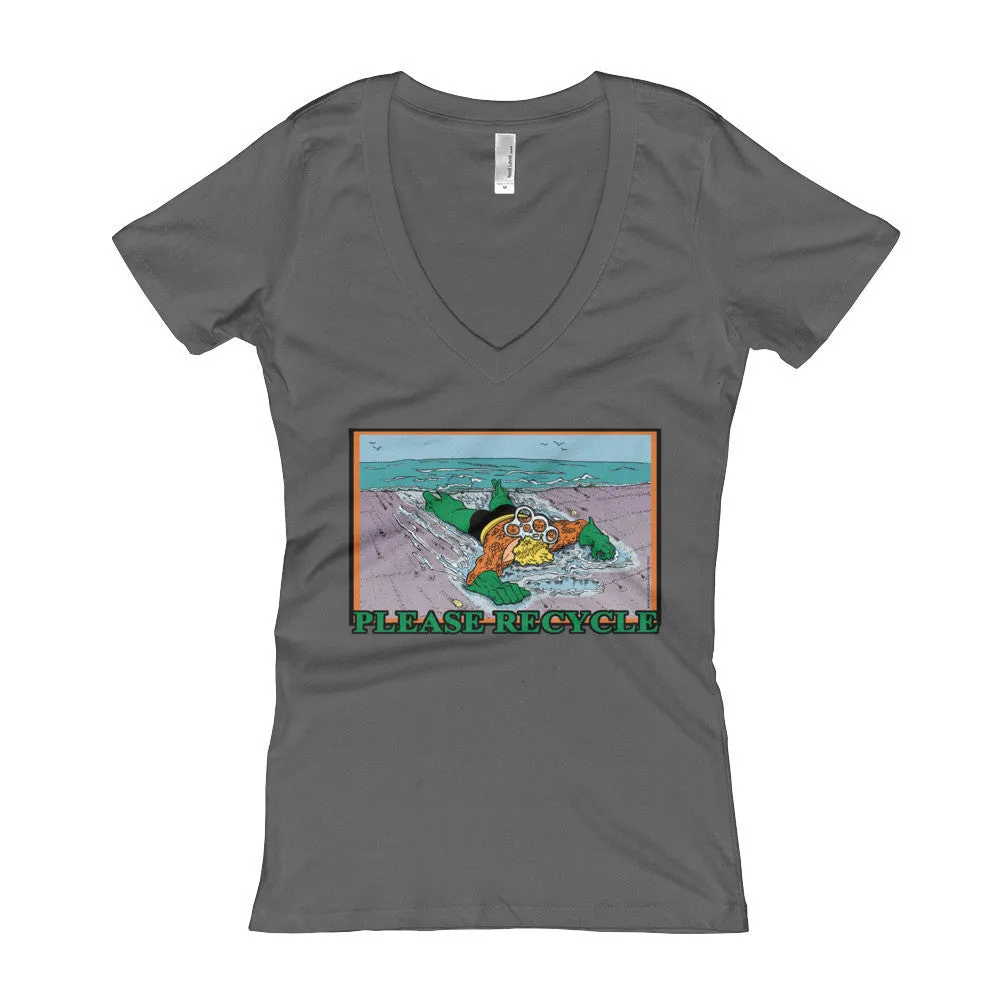 Please Recycle Fitted V-Neck T-Shirt
