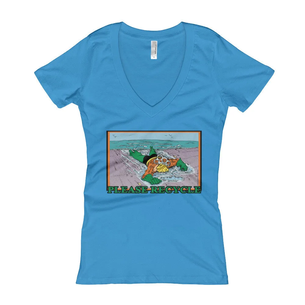 Please Recycle Fitted V-Neck T-Shirt