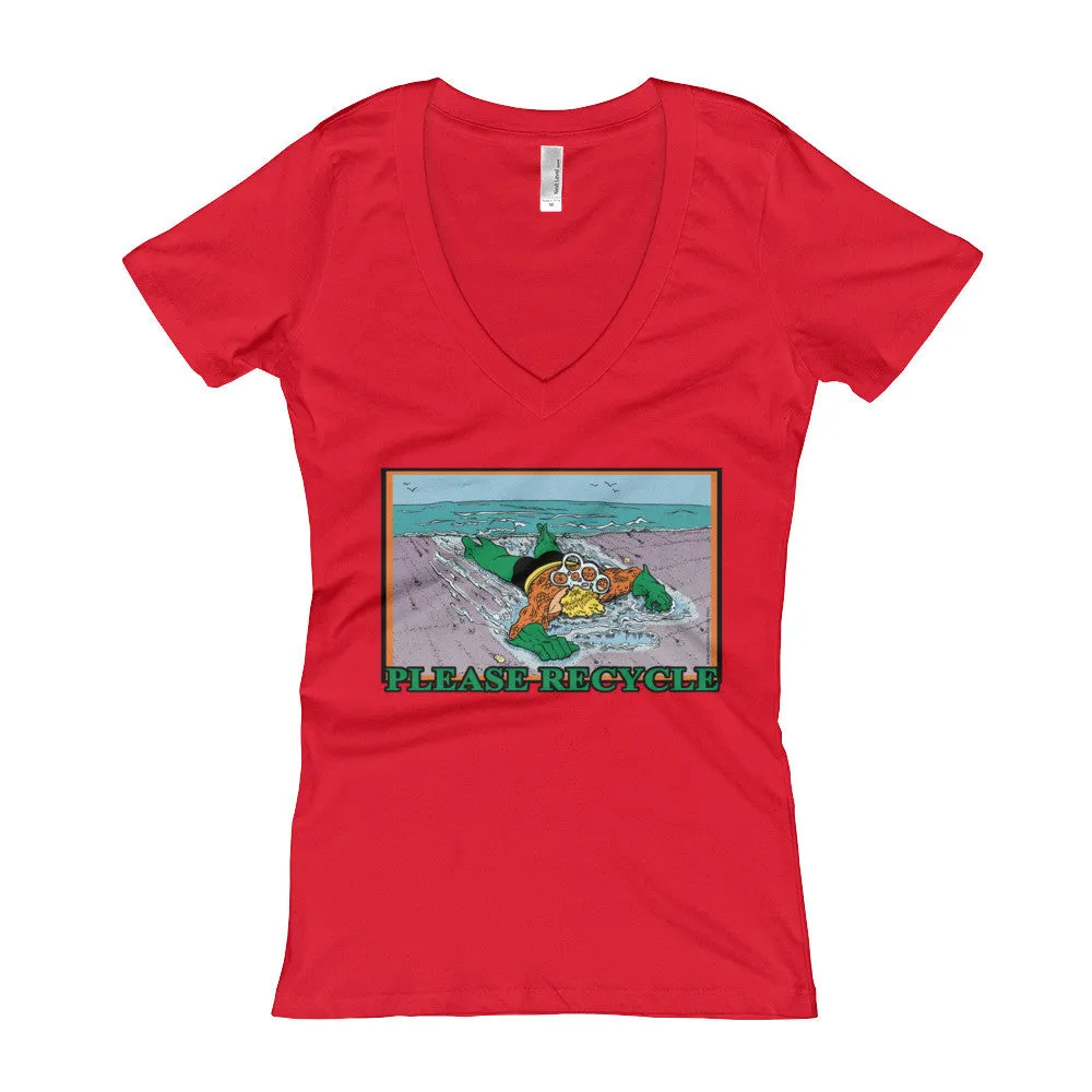 Please Recycle Fitted V-Neck T-Shirt