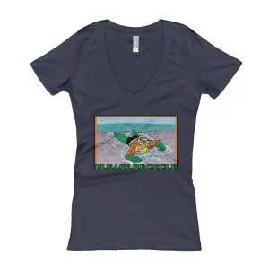 Please Recycle Fitted V-Neck T-Shirt