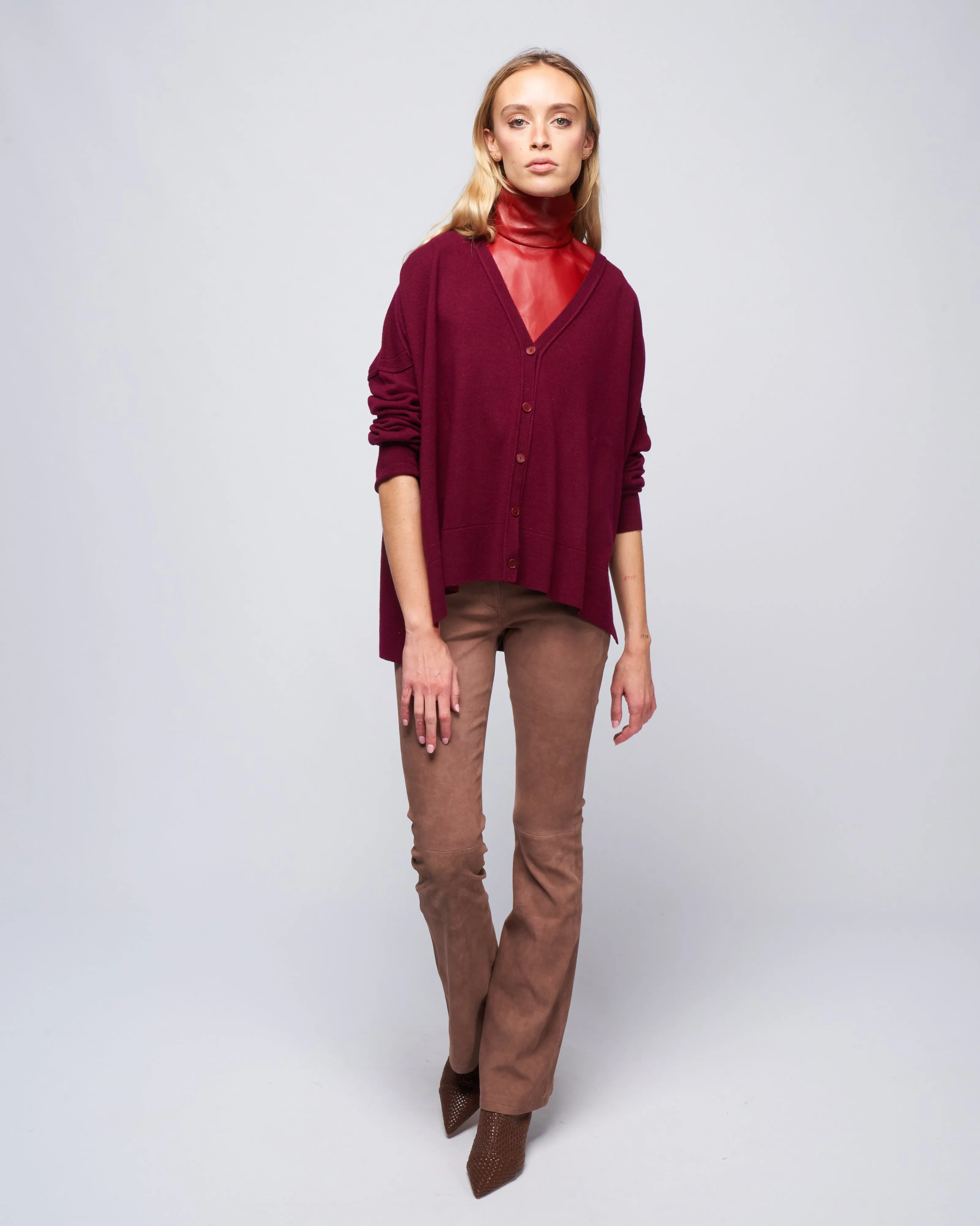 pointelle cardigan - pompeii