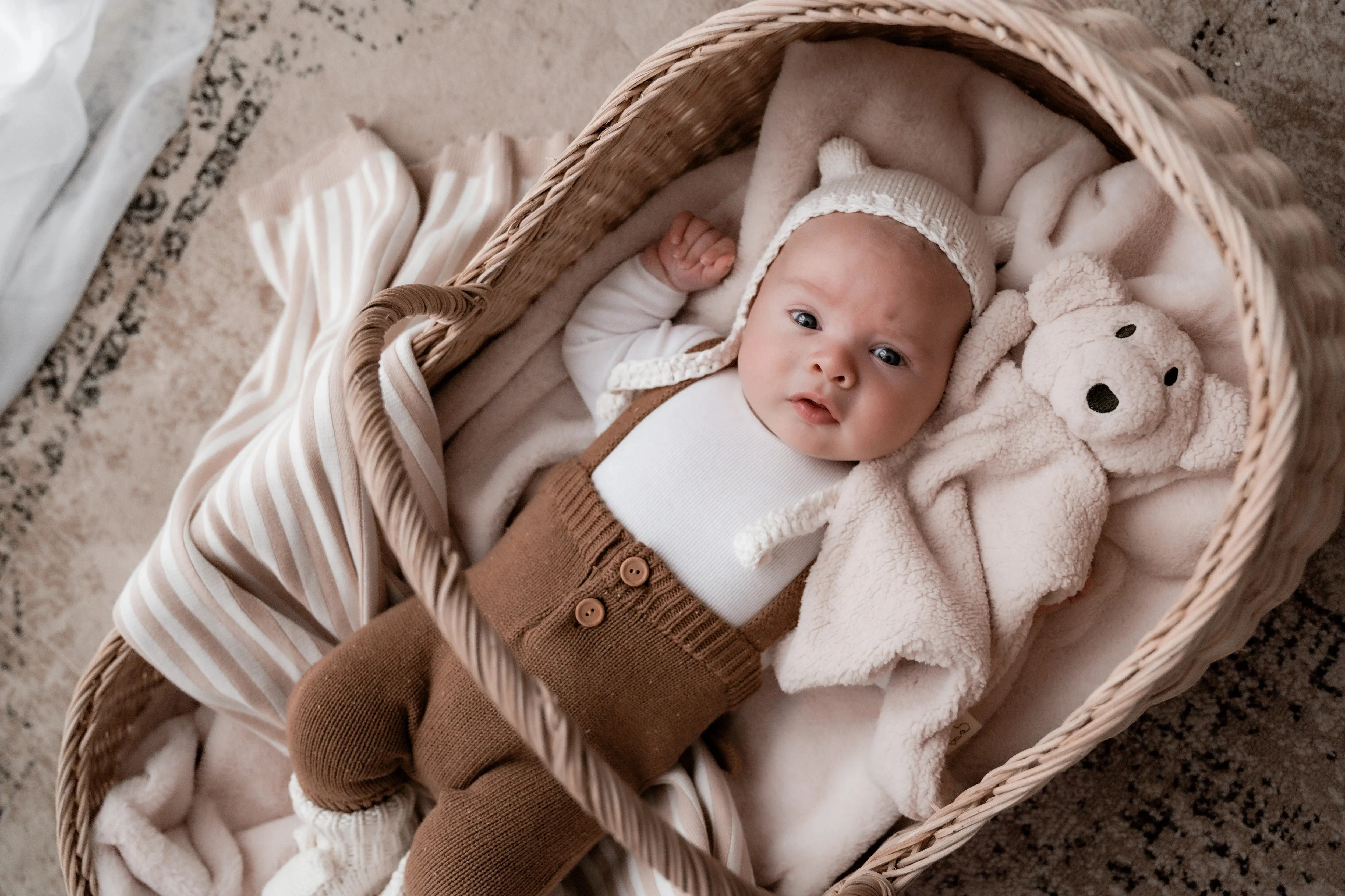 Pop Ya Tot Beary Knit Bonnet - Ivory