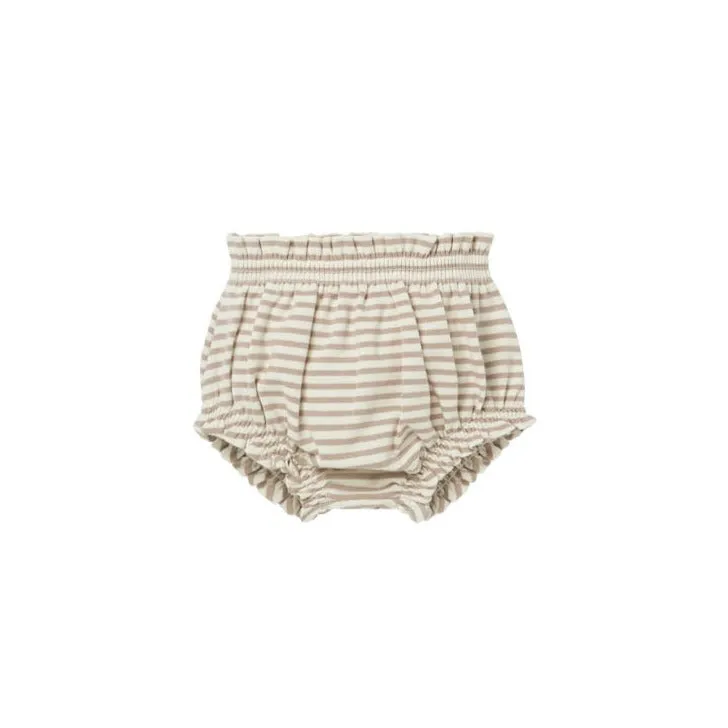 Quincy Mae Gathered Bloomers - Warm Grey Stripe
