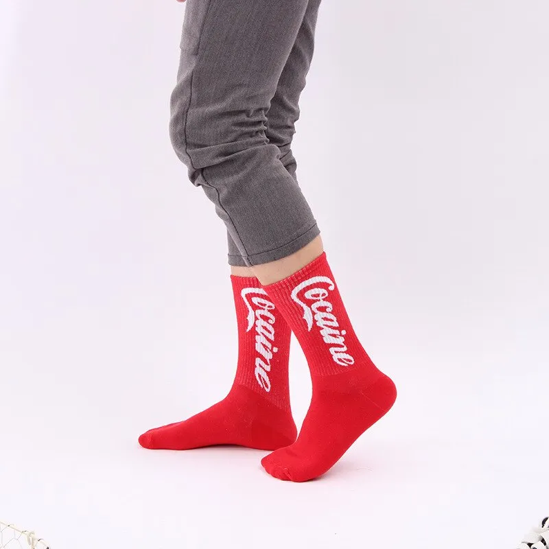 "COCAINE" Chaussettes Montantes Streetwear Rouge - URB1™