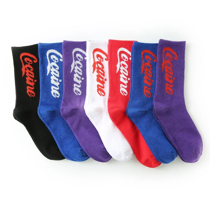 "COCAINE" Chaussettes Montantes Streetwear Rouge - URB1™