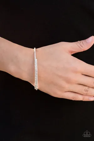 "Sleek Sparkle" Silver Metal & Clear/White Rhinestone Flexible COIL Bracelet