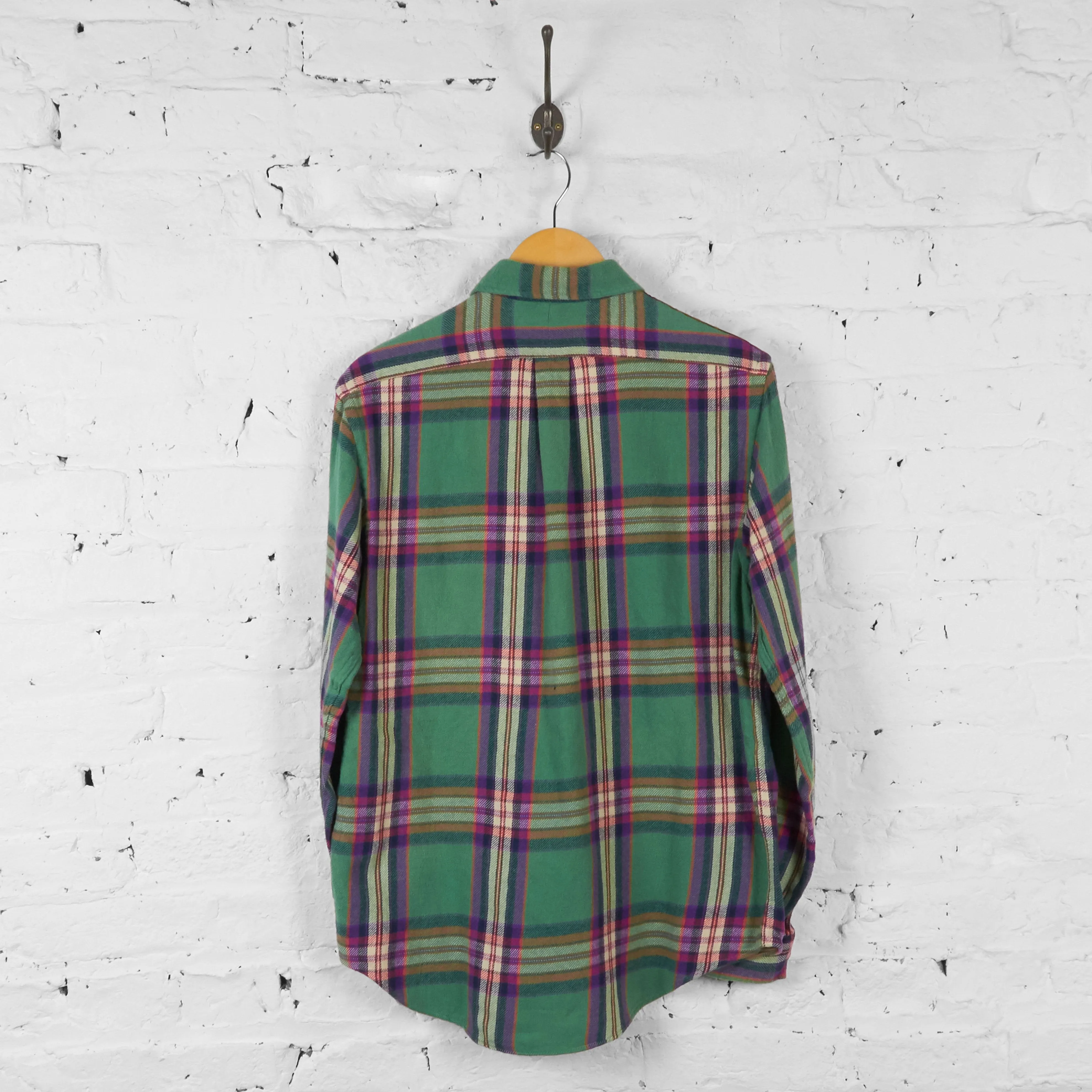 Ralph Lauren Plaid Check Flannel Shirt - Green - M