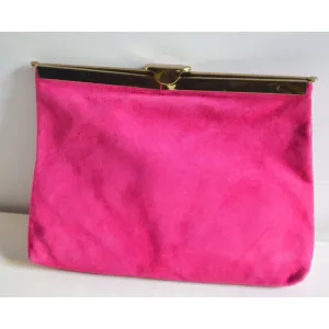 Raspberry Pink Suede Clutch Purse