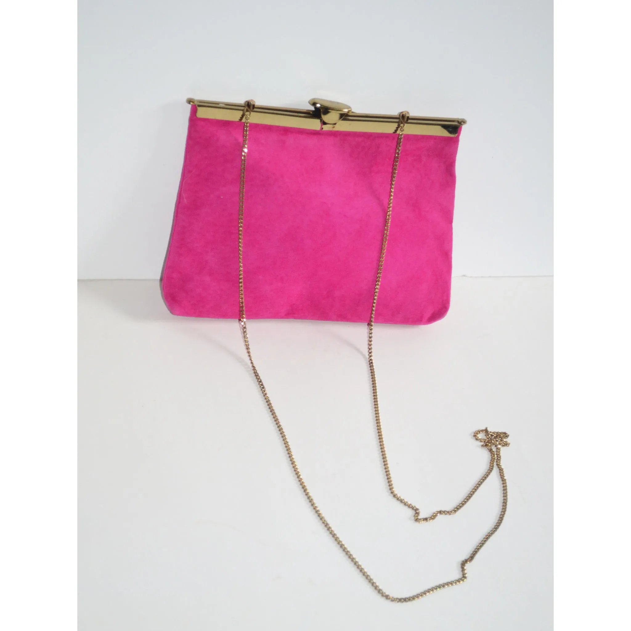 Raspberry Pink Suede Clutch Purse