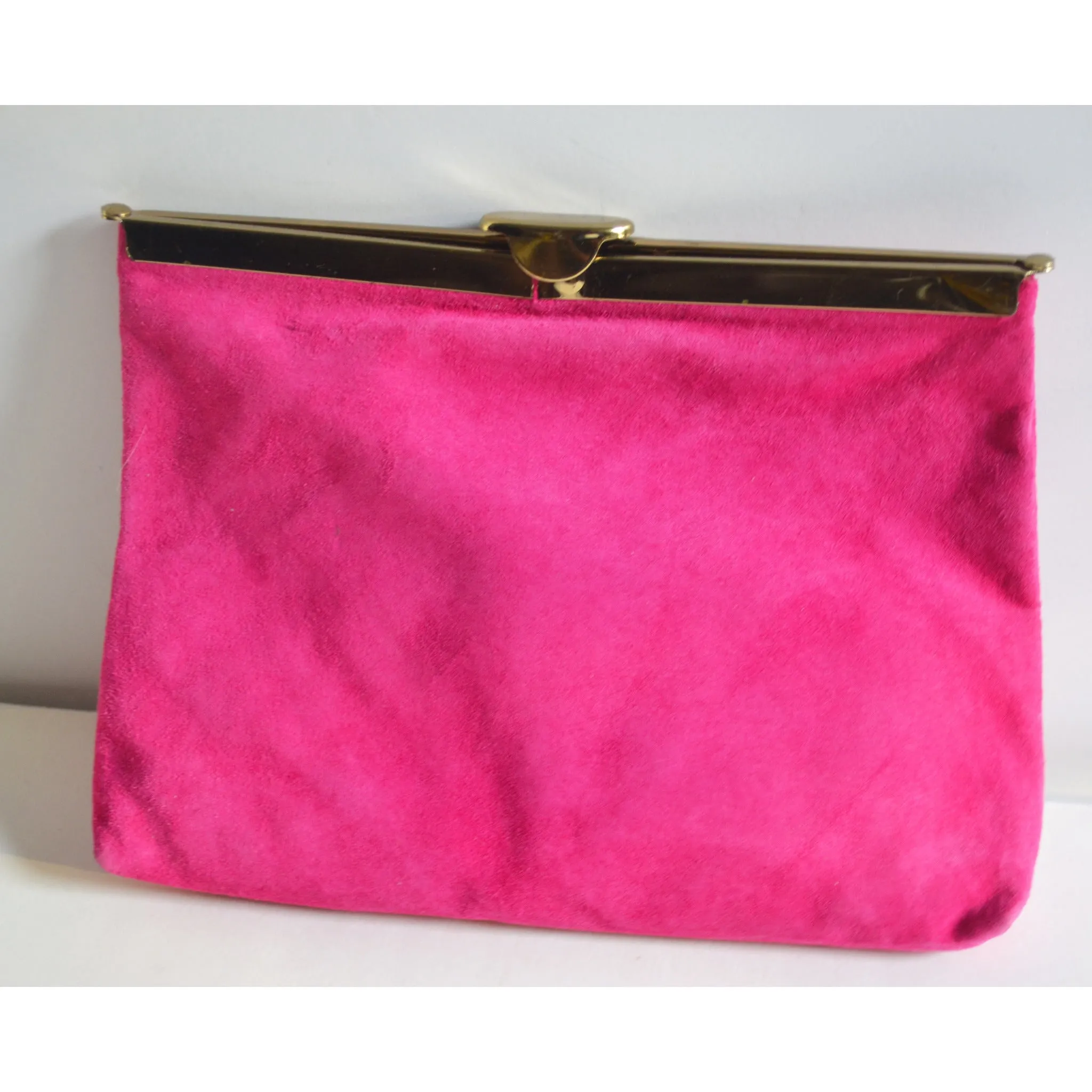 Raspberry Pink Suede Clutch Purse