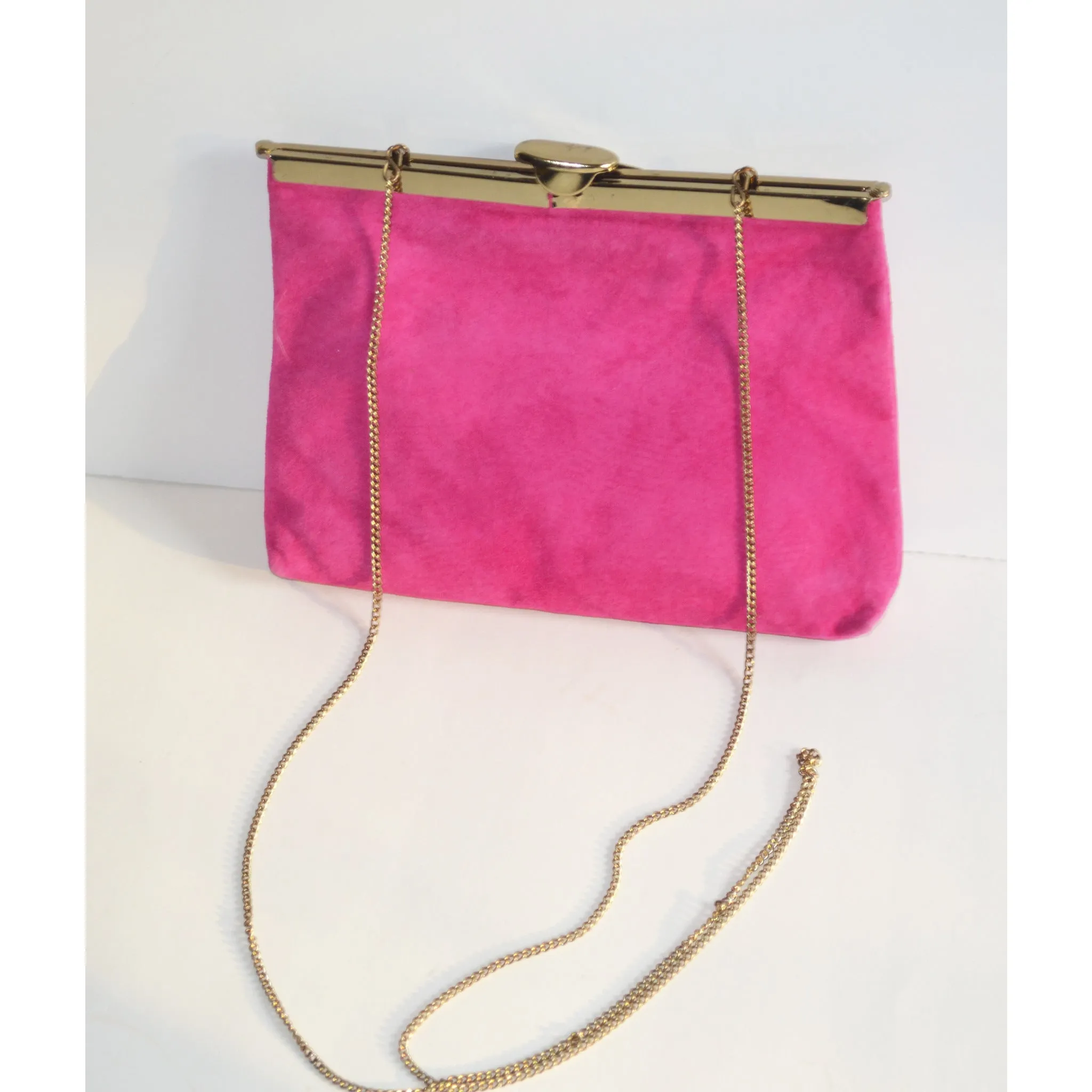 Raspberry Pink Suede Clutch Purse