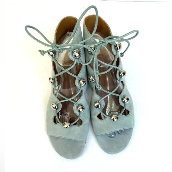 Rebecca Minkoff Kyla Ghillie Suede Baby Blue Sandal 8.5