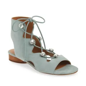 Rebecca Minkoff Kyla Ghillie Suede Baby Blue Sandal 8.5