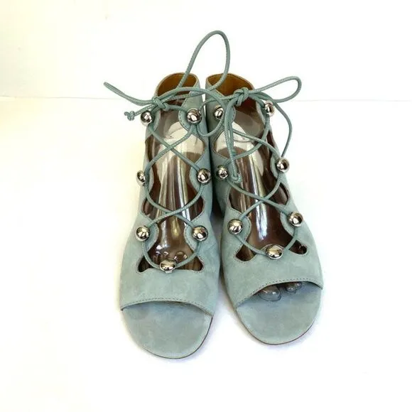 Rebecca Minkoff Kyla Ghillie Suede Baby Blue Sandal 8.5
