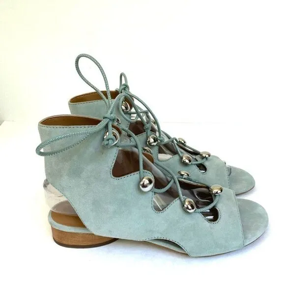 Rebecca Minkoff Kyla Ghillie Suede Baby Blue Sandal 8.5
