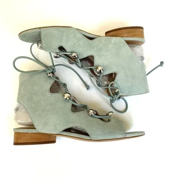 Rebecca Minkoff Kyla Ghillie Suede Baby Blue Sandal 8.5