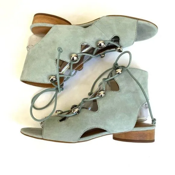 Rebecca Minkoff Kyla Ghillie Suede Baby Blue Sandal 8.5