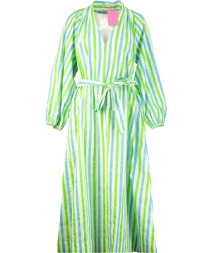 Rhode Resort Green Striped Rio Maxi Dress UK S