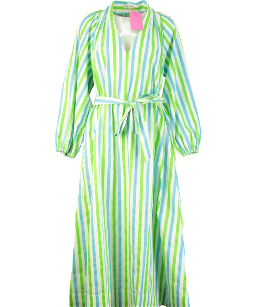 Rhode Resort Green Striped Rio Maxi Dress UK S