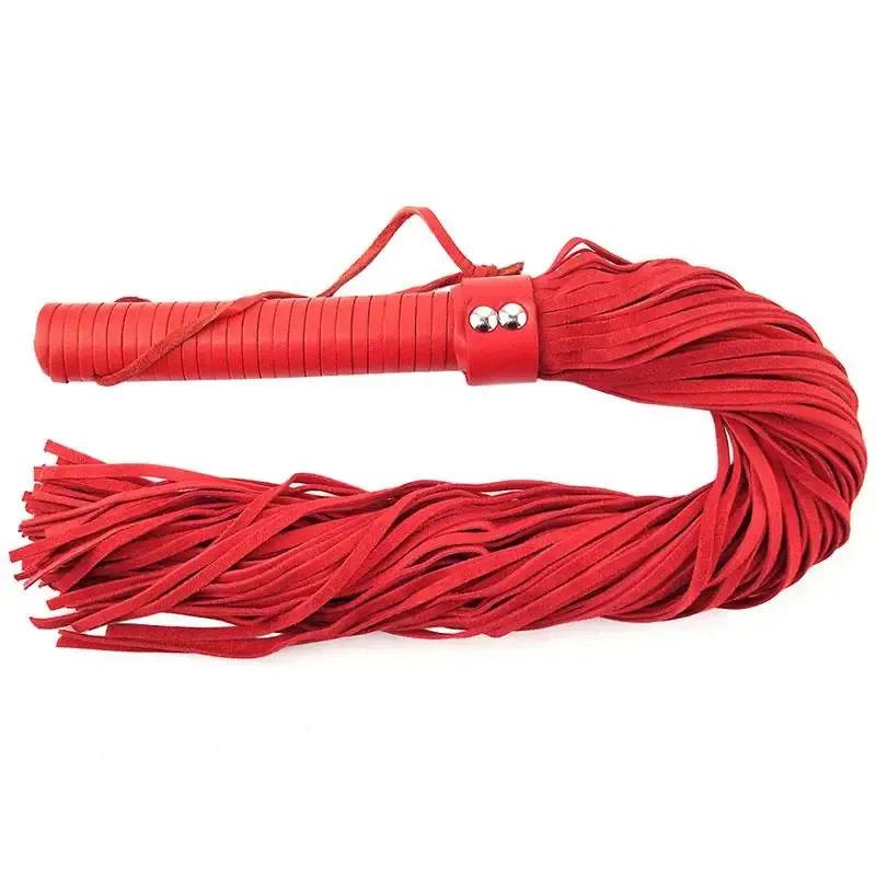 Rouge Garments Red Suede Flogger with a Leather Handle