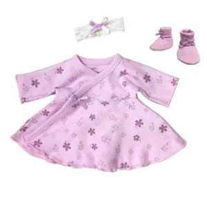 Ruffled NICU Lilac Daisy Dress, Booties and Headband