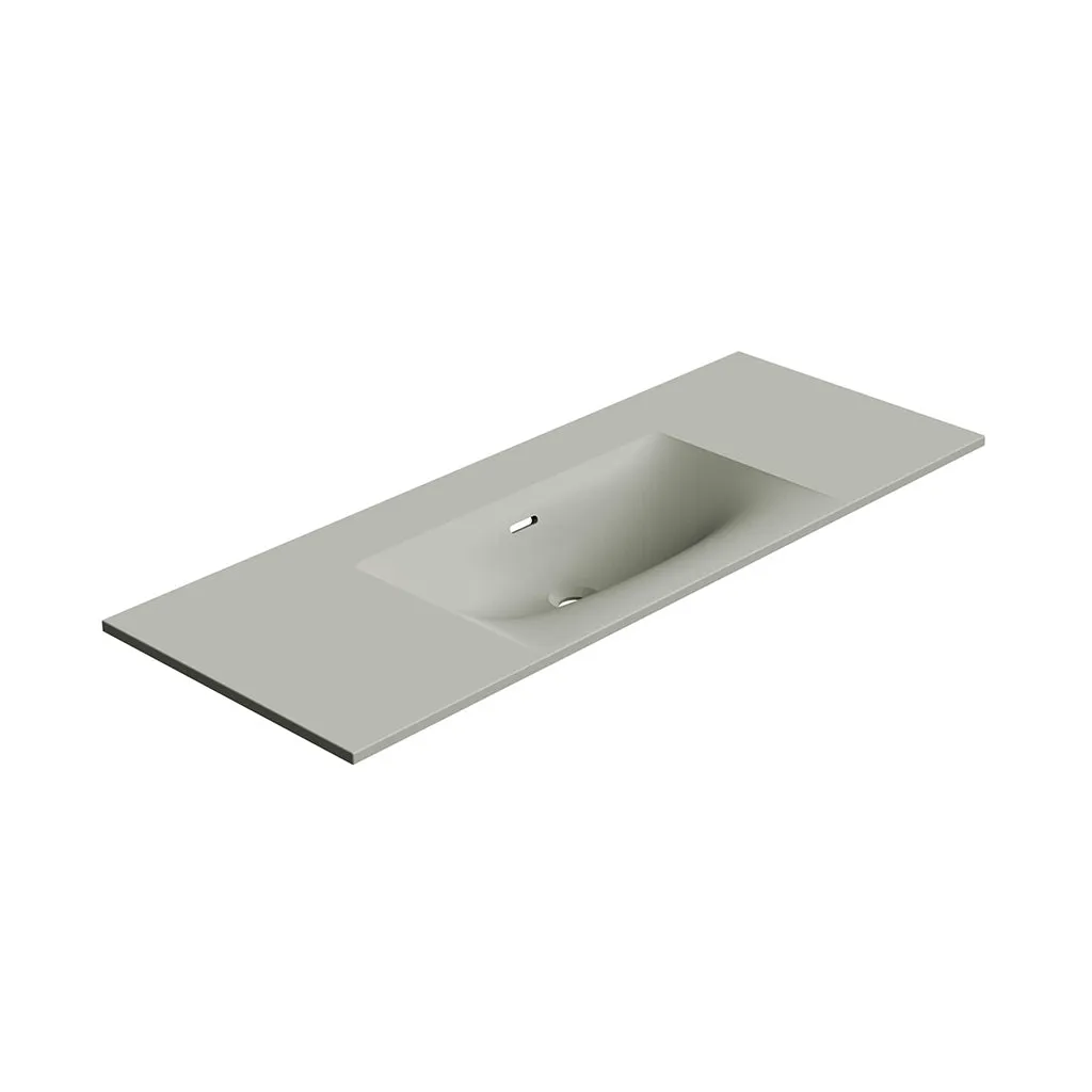 Runway 2 Drawers Bathroom Vanity with Solid Surface Matte Grey without Faucet Hole - Wall Mount - 48" Mdf/Matt Warm Grey