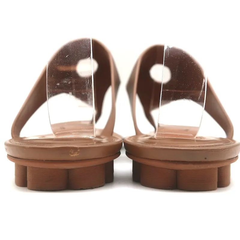Salvatore Ferragamo Enfola Thong Sandals Brown Leather Size 9.5 C Flat Slides