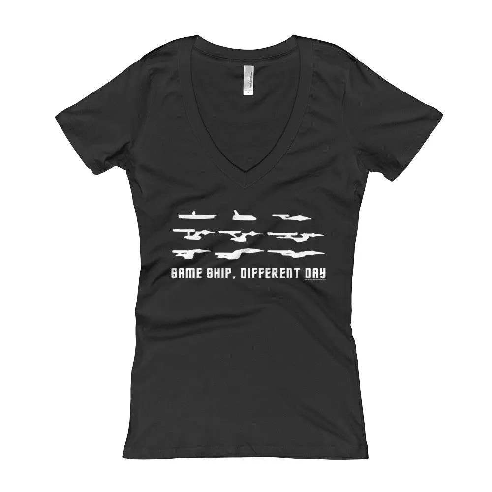 Same Ship Different Day Fitted V-Neck T-shirt