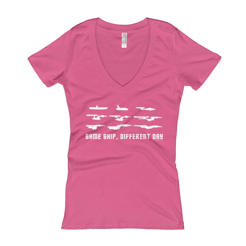 Same Ship Different Day Fitted V-Neck T-shirt