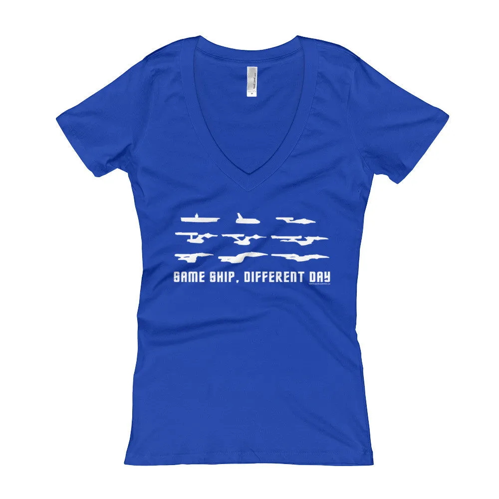 Same Ship Different Day Fitted V-Neck T-shirt