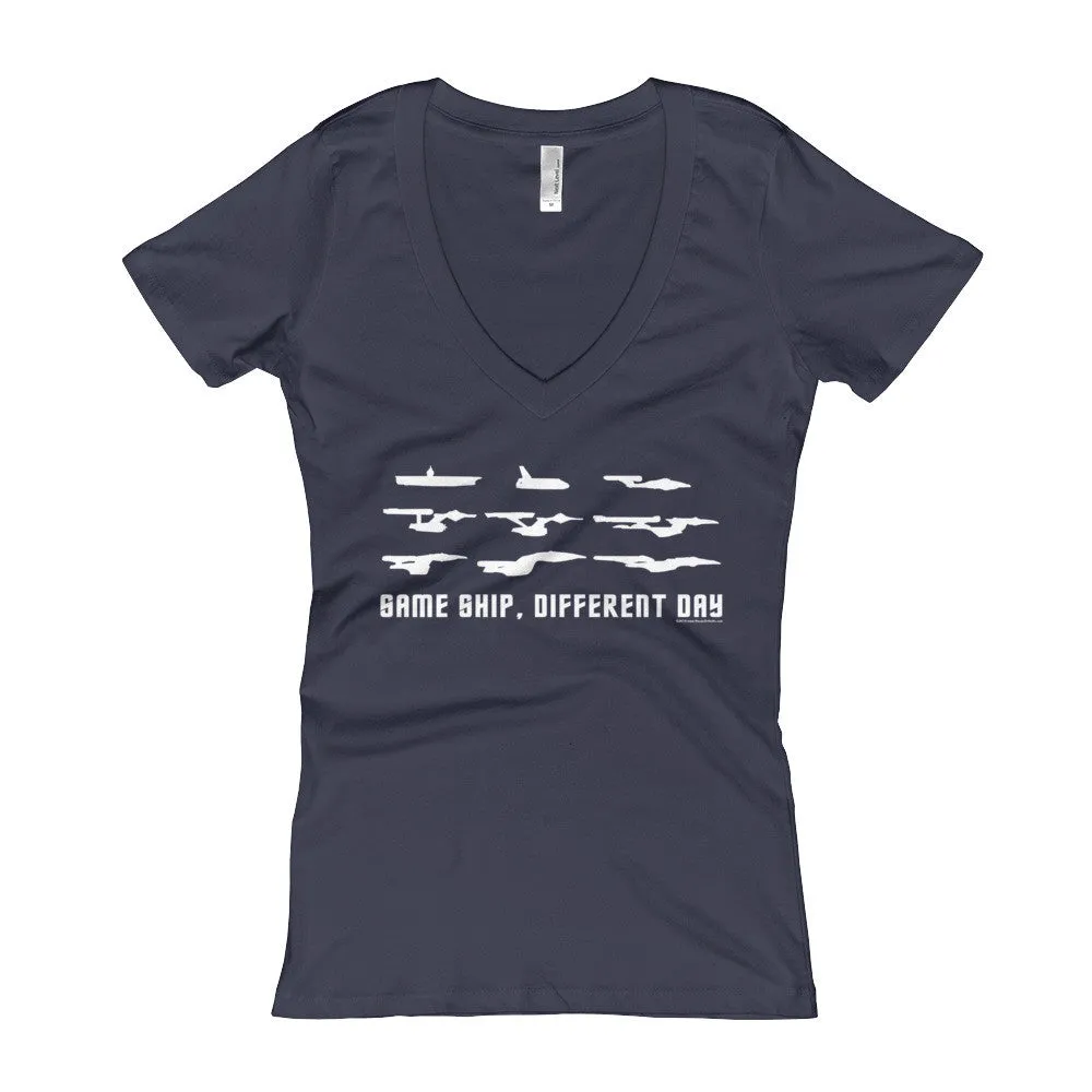 Same Ship Different Day Fitted V-Neck T-shirt