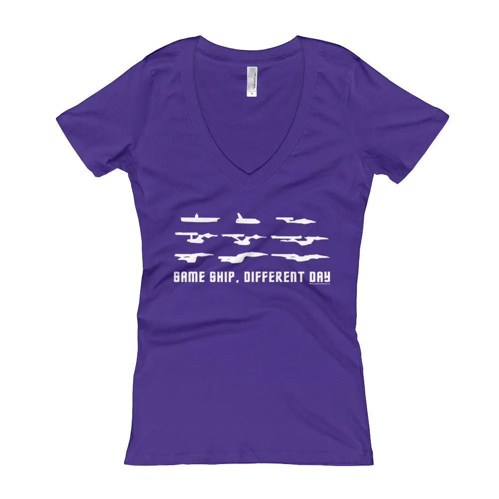 Same Ship Different Day Fitted V-Neck T-shirt