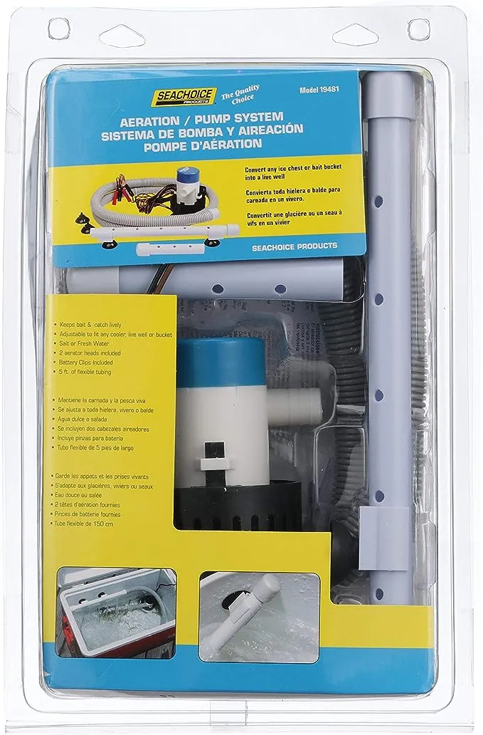 Seachoice Portable Aerator Baitwell System, 12V, 360 GPH, Includes 5 Ft. of Flexible Hose