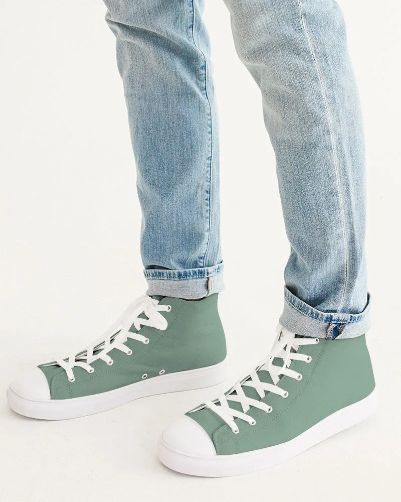Shaded Pale Pastel Green Gray High-Top Canvas Sneakers | Men's | C30M0Y30K30
