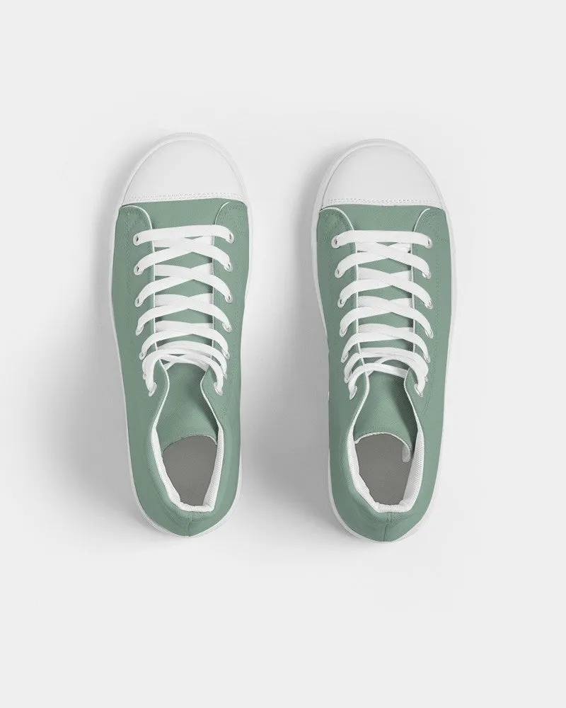 Shaded Pale Pastel Green Gray High-Top Canvas Sneakers | Men's | C30M0Y30K30