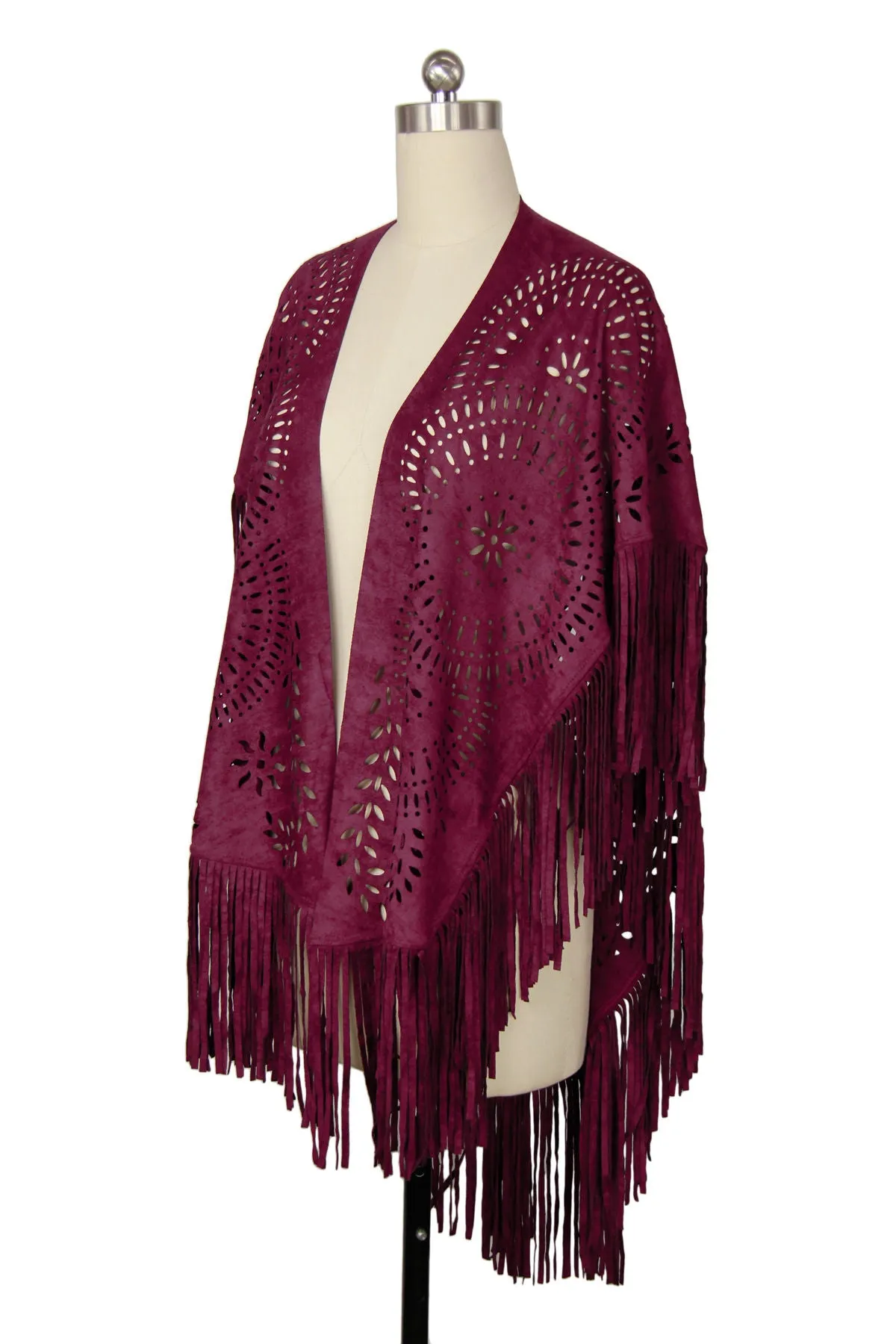 Suede Fringe Poncho