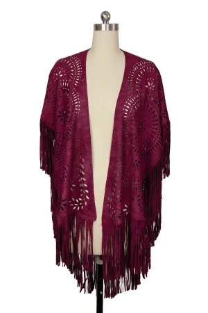 Suede Fringe Poncho