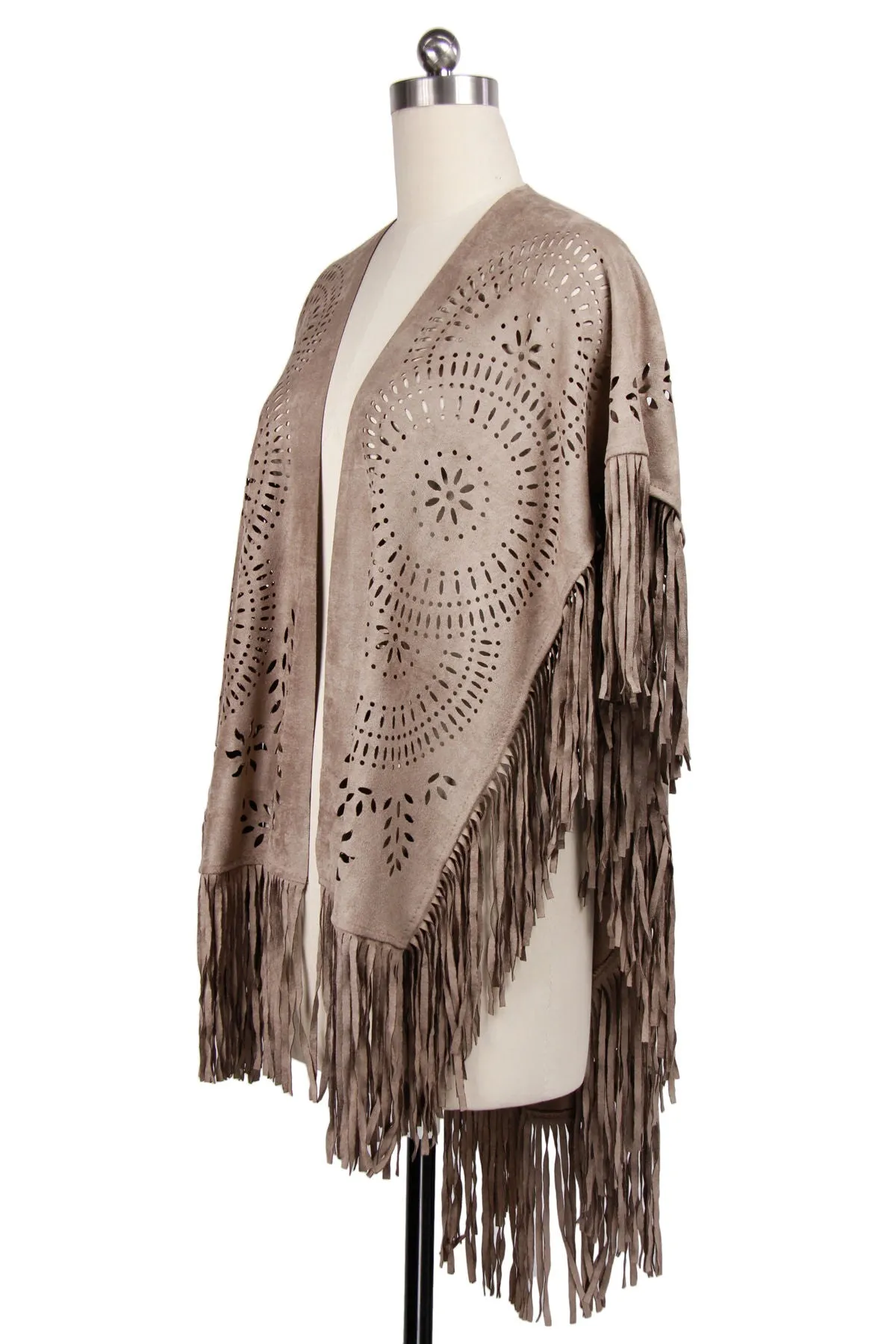 Suede Fringe Poncho