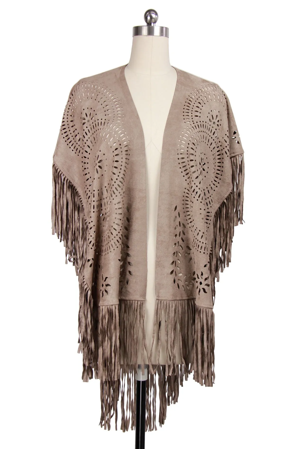 Suede Fringe Poncho