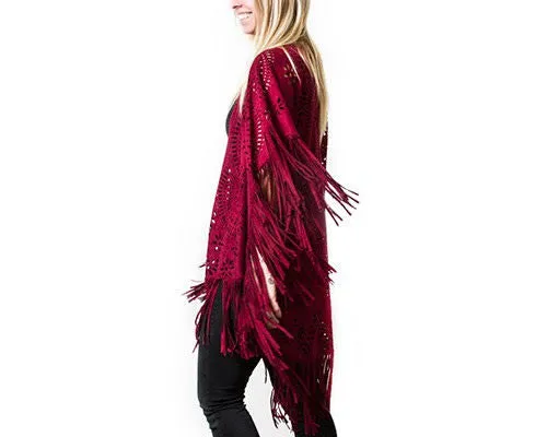 Suede Fringe Poncho