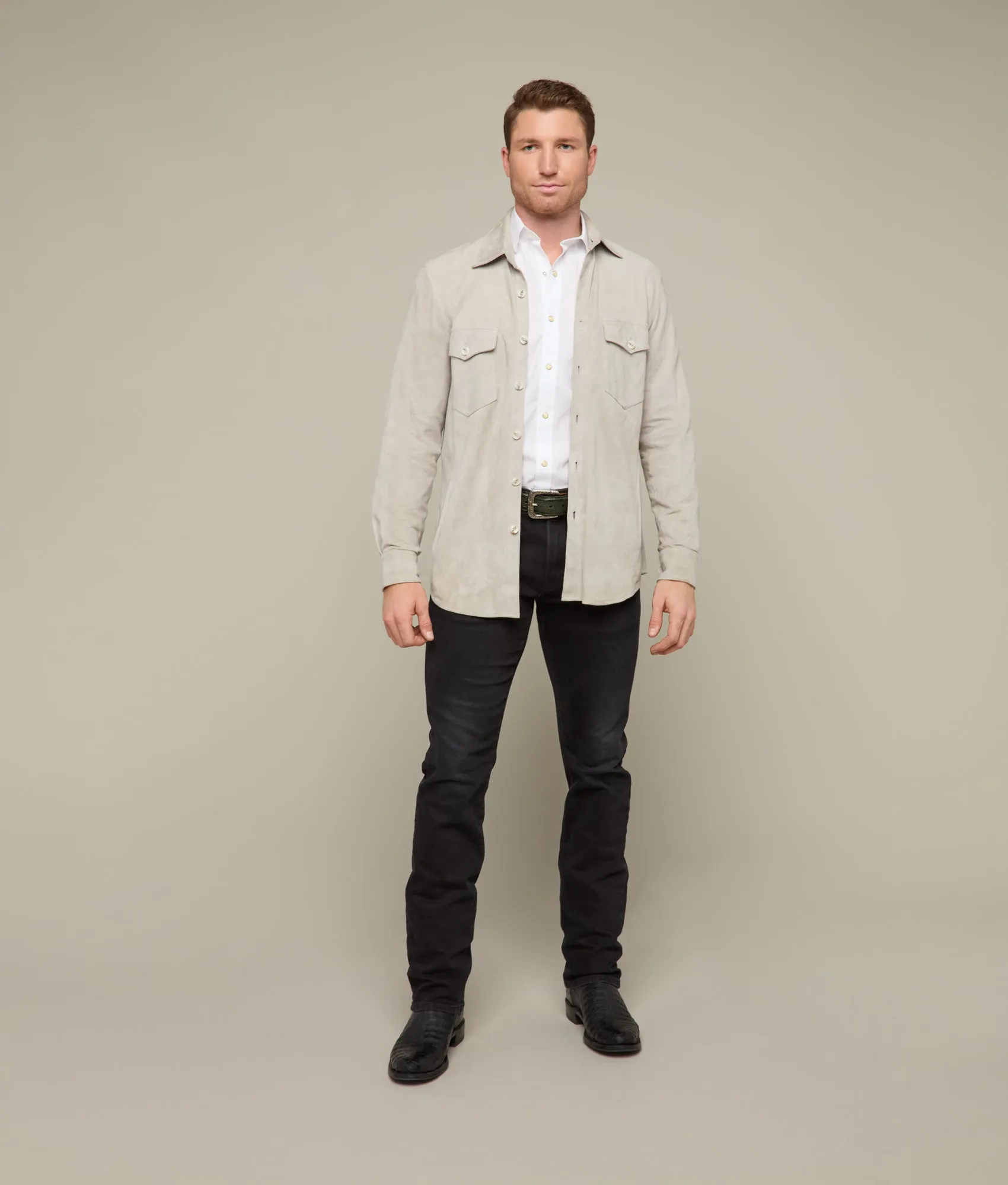Suede Overshirt :: Grey